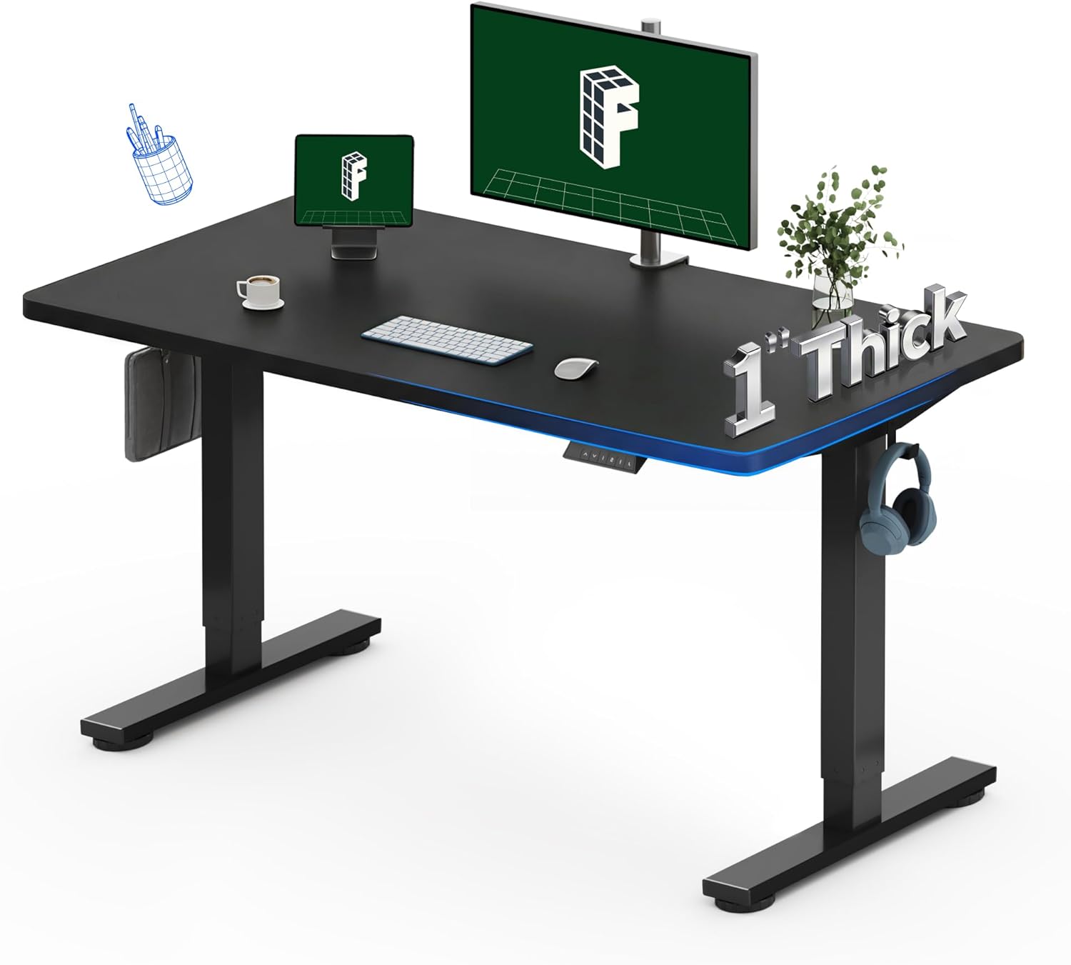 Desk Setup One Monitor - Electric Standing Desk 48 x 24