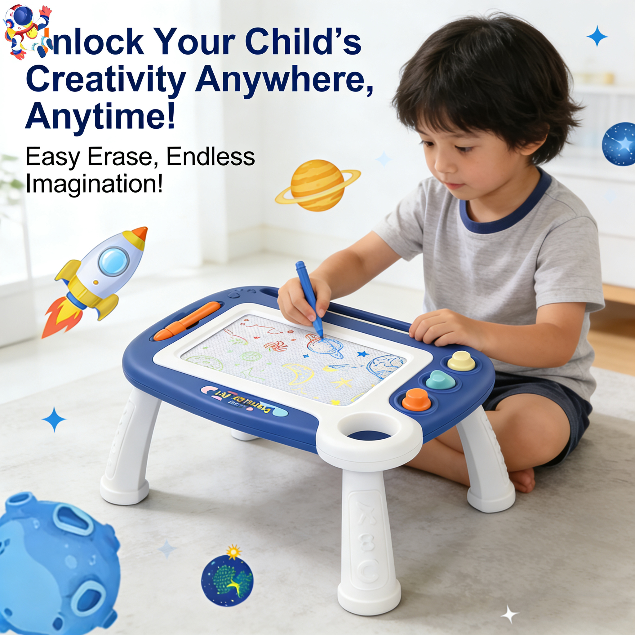 Desk Setup Girl - Children's Multifunctional Magnetic Drawing Board with