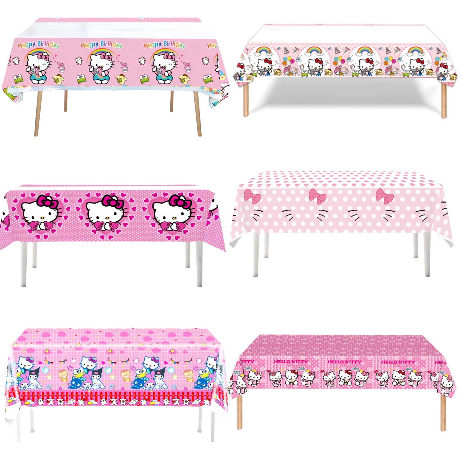 Desk Setup Girl - Disposable Tablecloth Birthday Hello Kitty table