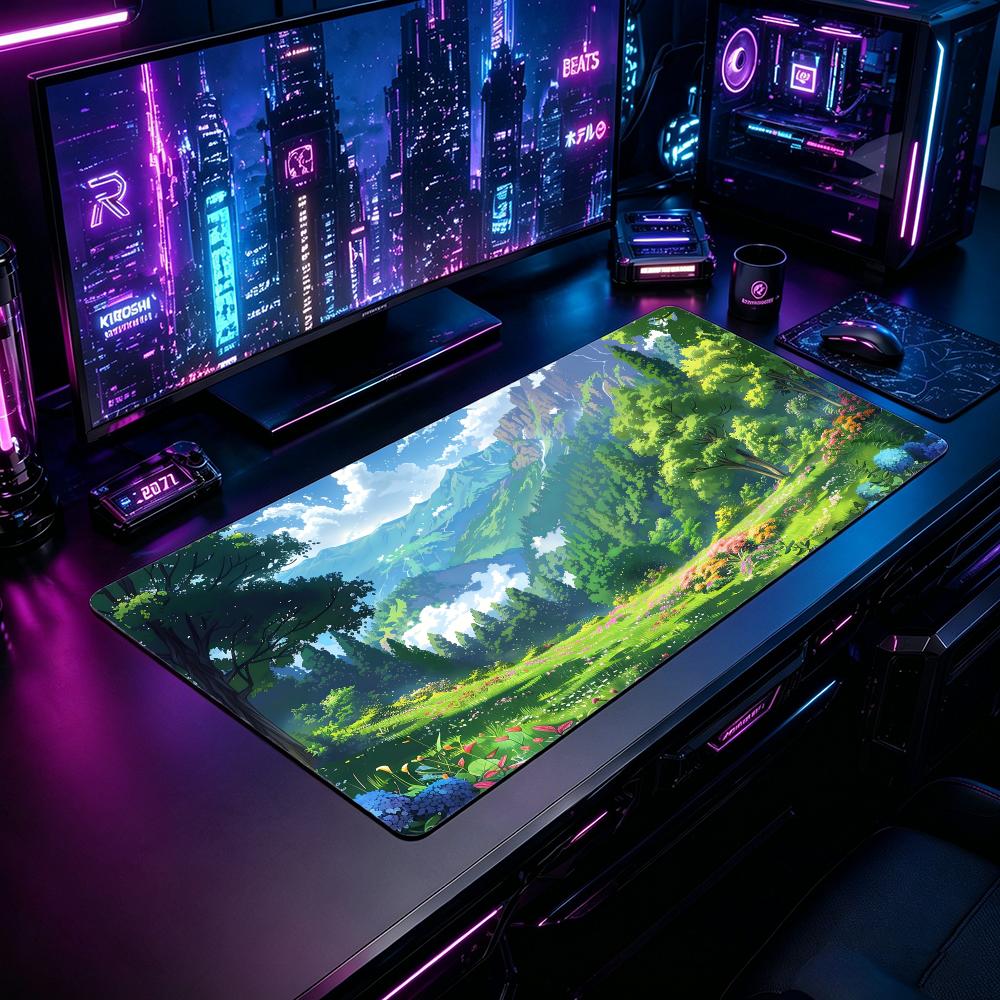 Desk Setup Pc And Laptop - Nature MMountains and forestsed Mouse Pad