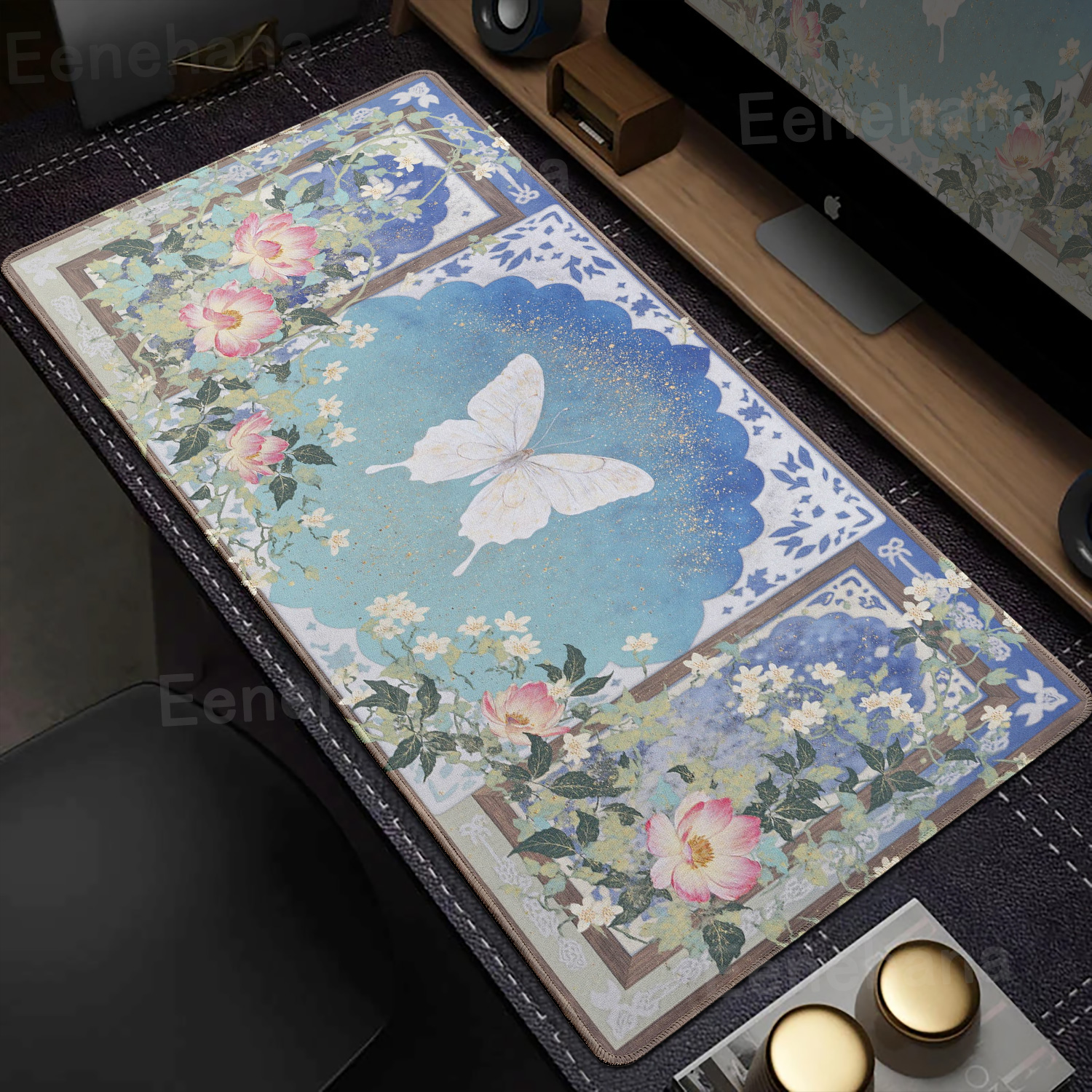 Desk Setup Productivity - Butterfly Flower Mouse Pad Keyboard Star