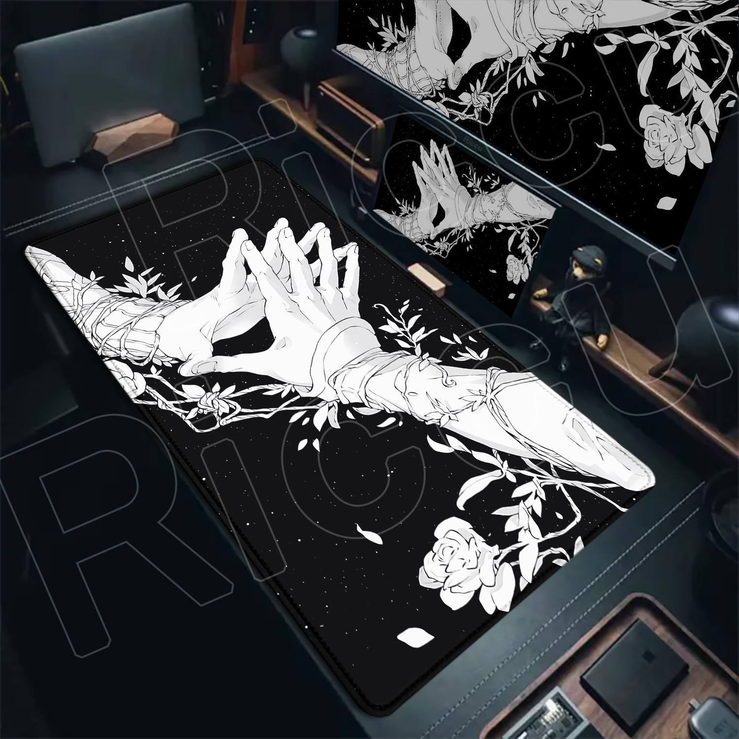 Desk Setup Productivity - HD Large Black White XXL Gothic