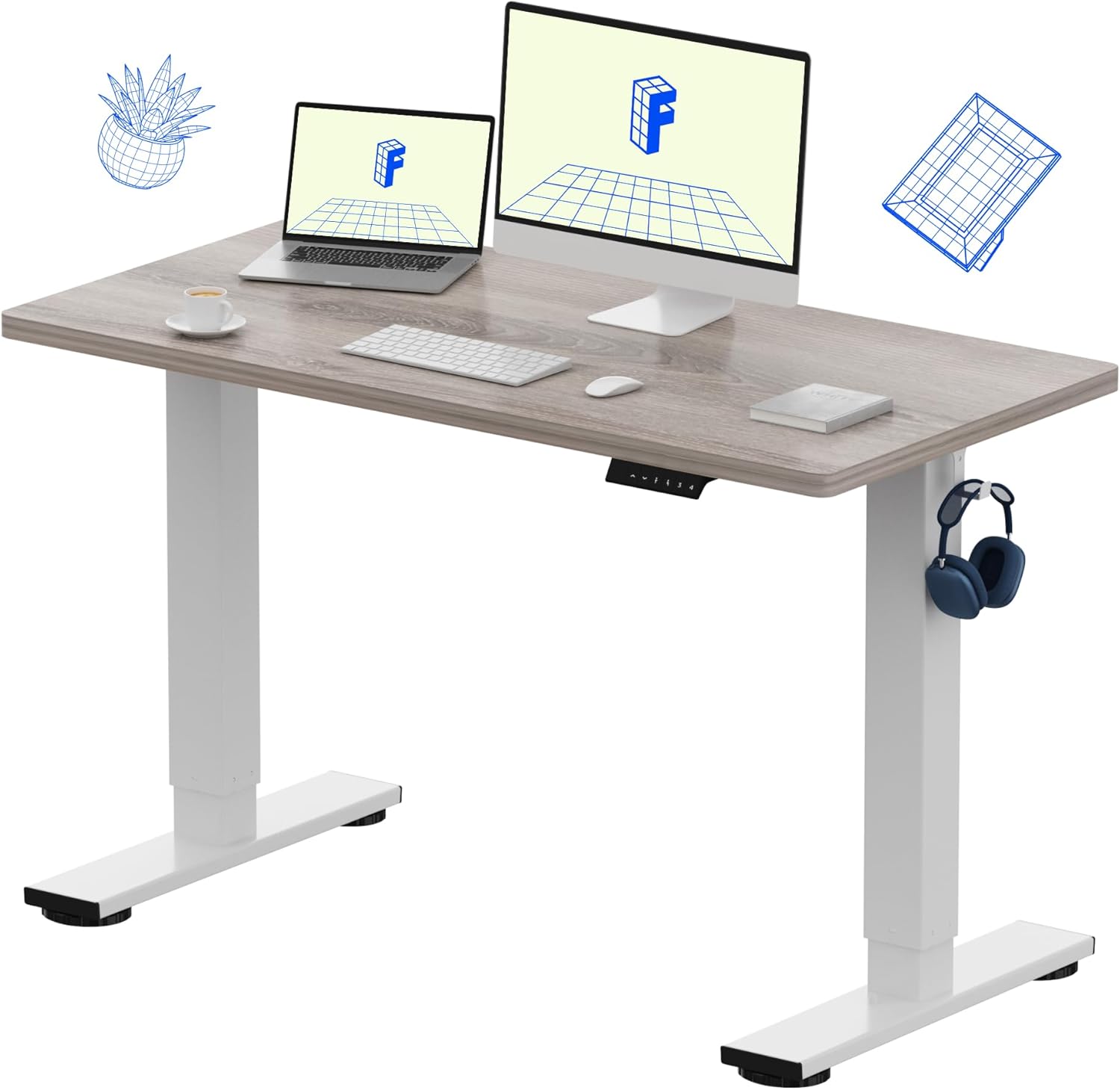 One-Piece Electric Height Adju - Desk Setup One Monitor บทวิจารณ์และราคา