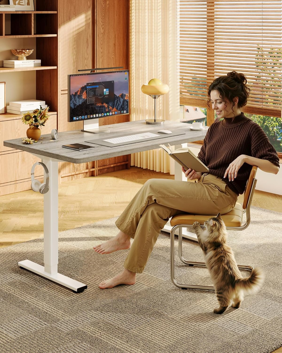One-Piece Electric Height Adju - Desk Setup One Monitor บทวิจารณ์และราคา