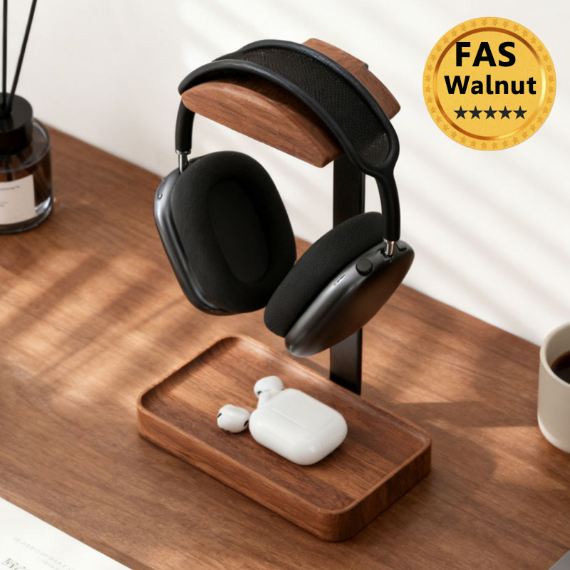 Solid Wood Headphones Stand Bl - Desk Setup Wood บทวิจารณ์และราคา