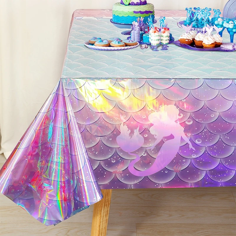 Mermaid Laser Plastic Tableclo - Desk Setup Girl บทวิจารณ์และราคา