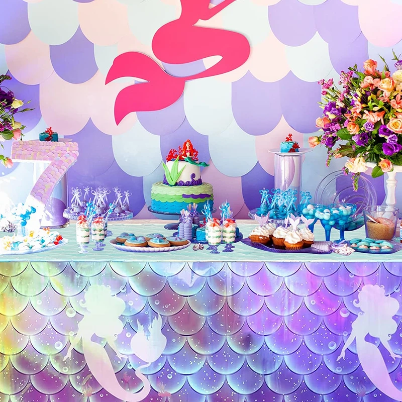 Mermaid Laser Plastic Tableclo - Desk Setup Girl บทวิจารณ์และราคา