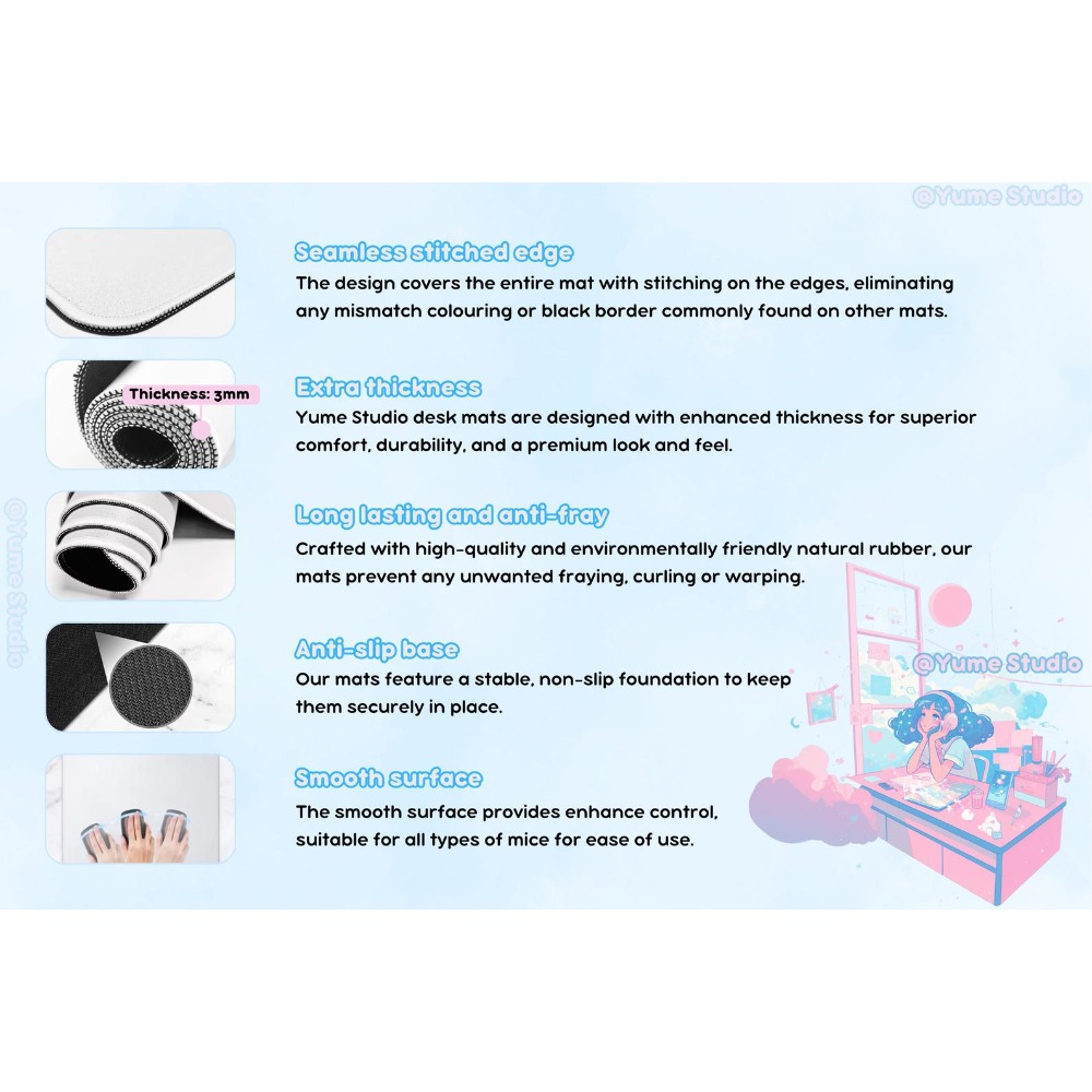 Aesthetic Pastel Desk Mat for  - Desk Setup Gifts บทวิจารณ์และราคา