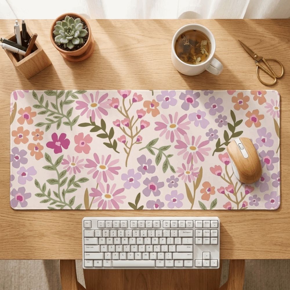Stain-resistant Large Floral D - Rubber Mat Desk บทวิจารณ์และราคา