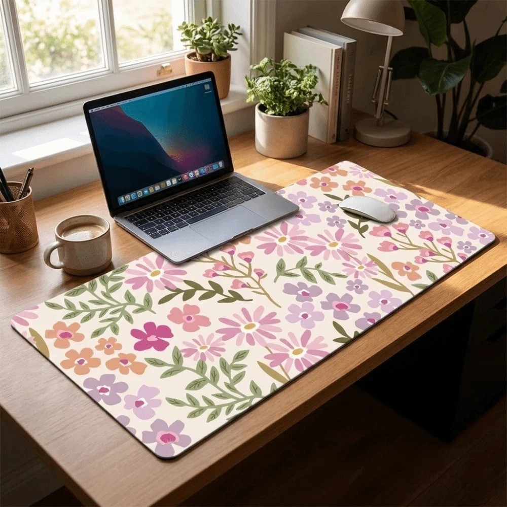Stain-resistant Large Floral D - Rubber Mat Desk บทวิจารณ์และราคา