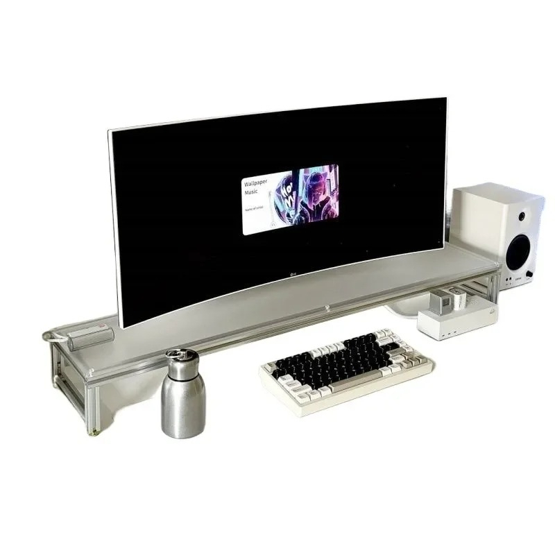 Aluminum Monitor Stand Acrylic - Desk Setup With Laptop And Monitor บทวิจารณ์และราคา
