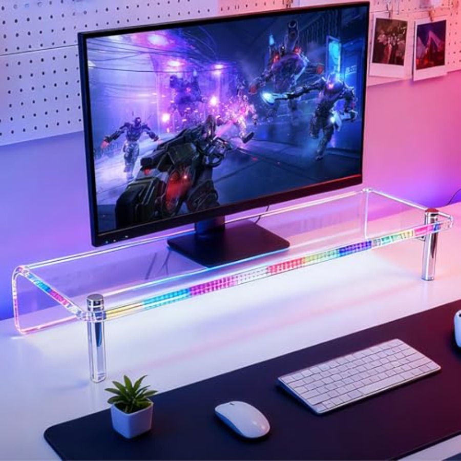 Acrylic Monitor Stand with WRG - Desk Setup With Laptop And Monitor บทวิจารณ์และราคา