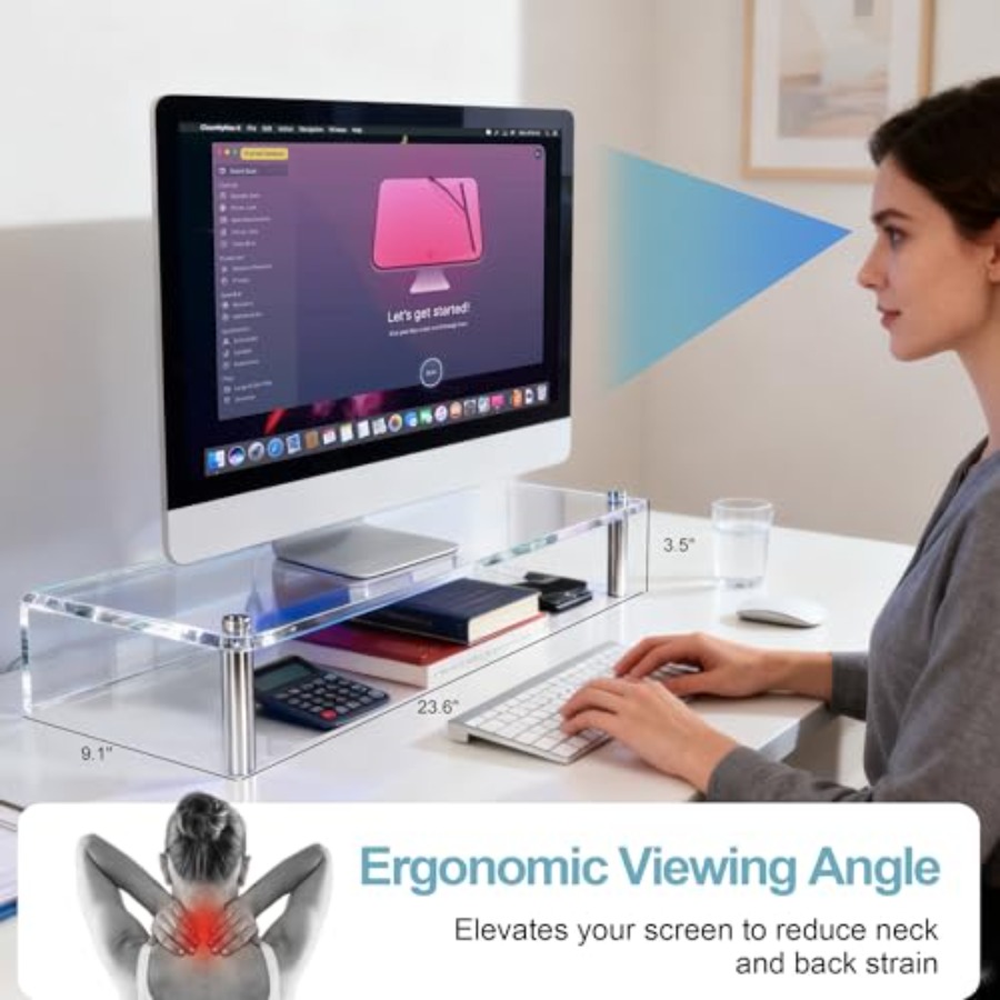 Acrylic Monitor Stand with WRG - Desk Setup With Laptop And Monitor บทวิจารณ์และราคา