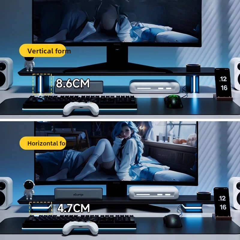 RGB Monitor Stand Ergonomic Co - Desk Setup With Laptop And Monitor บทวิจารณ์และราคา