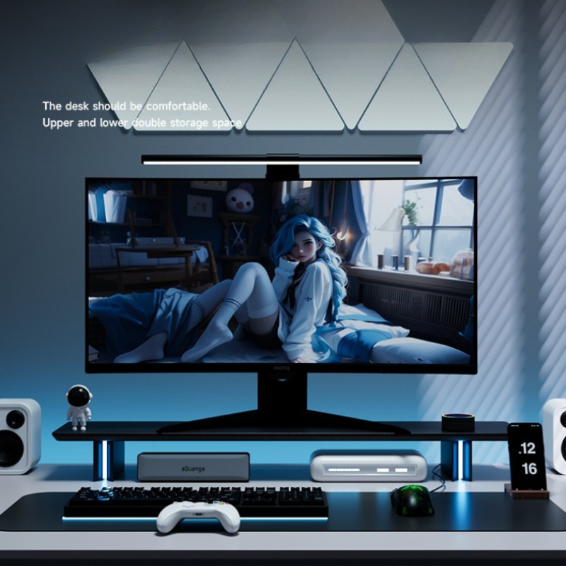 RGB Monitor Stand Ergonomic Co - Desk Setup With Laptop And Monitor บทวิจารณ์และราคา