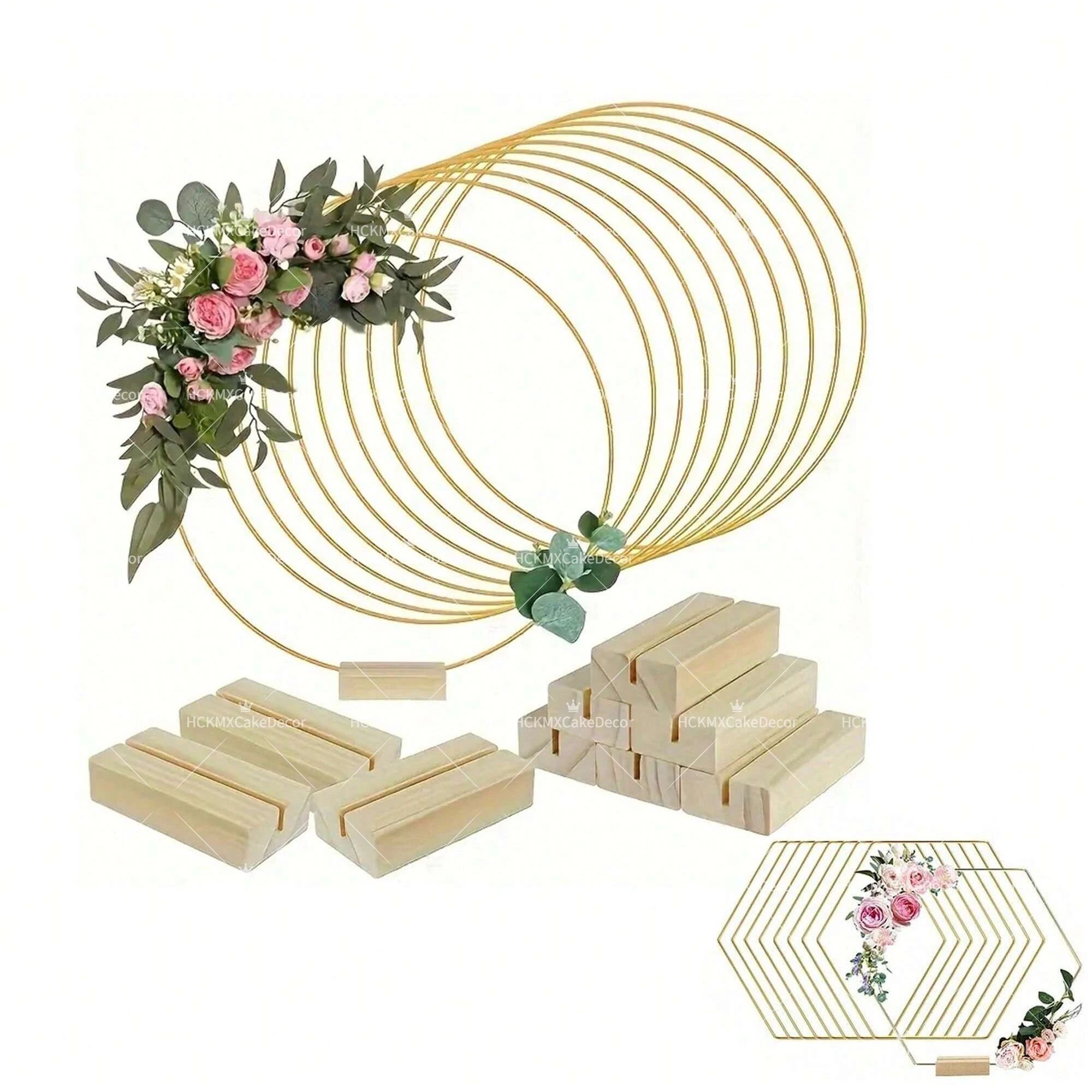 5pcs Gold Wire Floral Hoop wit - Desk Setup Wood บทวิจารณ์และราคา