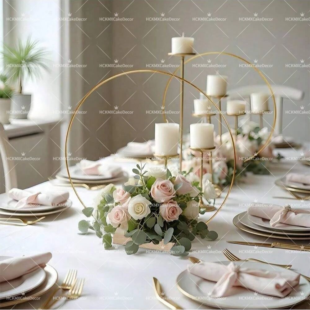5pcs Gold Wire Floral Hoop wit - Desk Setup Wood บทวิจารณ์และราคา