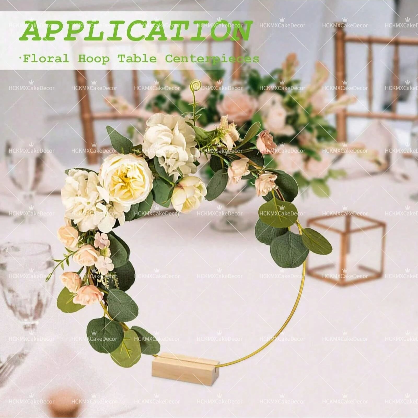 5pcs Gold Wire Floral Hoop wit - Desk Setup Wood บทวิจารณ์และราคา