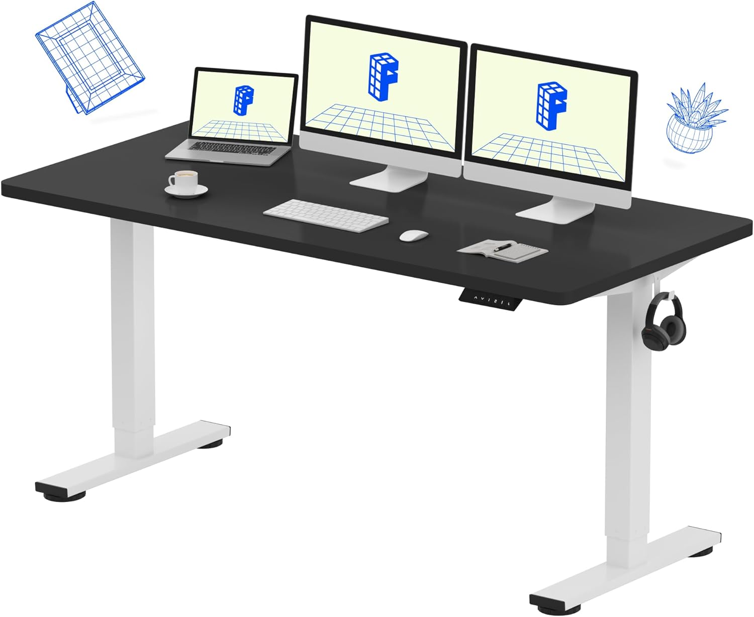 55x28 Inch Electric Height Adj - Desk Setup One Monitor บทวิจารณ์และราคา