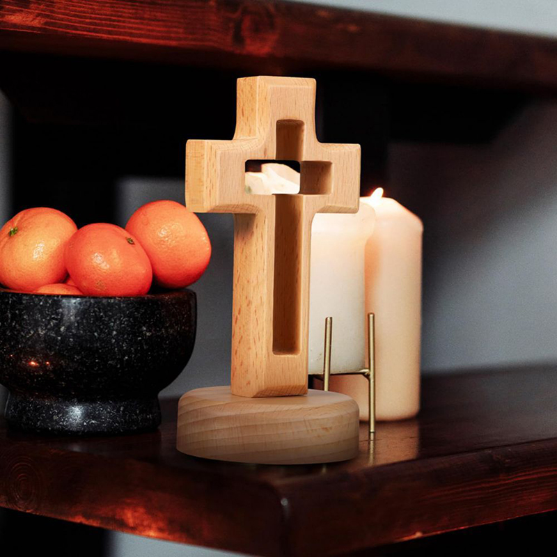 Cross Wood Crucifix Standing   - Desk Setup Wood บทวิจารณ์และราคา