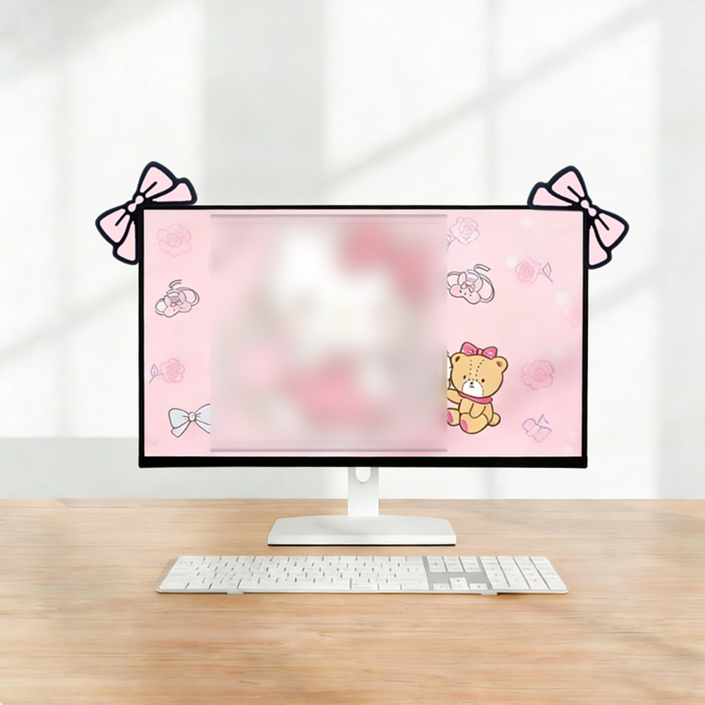 Cute Pink Bow Monitor Decor Ka - Desk Setup With Laptop And Monitor บทวิจารณ์และราคา