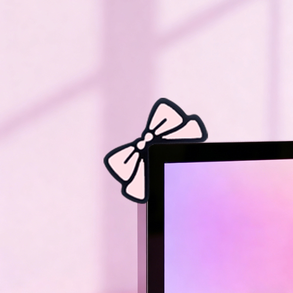 Cute Pink Bow Monitor Decor Ka - Desk Setup With Laptop And Monitor บทวิจารณ์และราคา