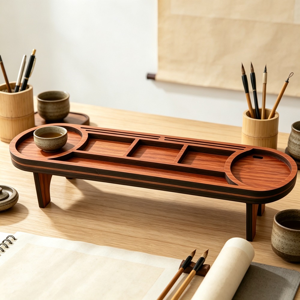 Wooden Desk Organizer with Pho - Desk Setup Wood บทวิจารณ์และราคา