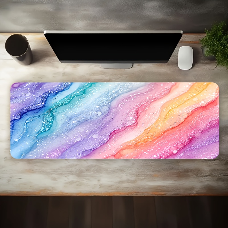 Vibrant Rainbow Glitter Marble - Desk Setup Productivity บทวิจารณ์และราคา