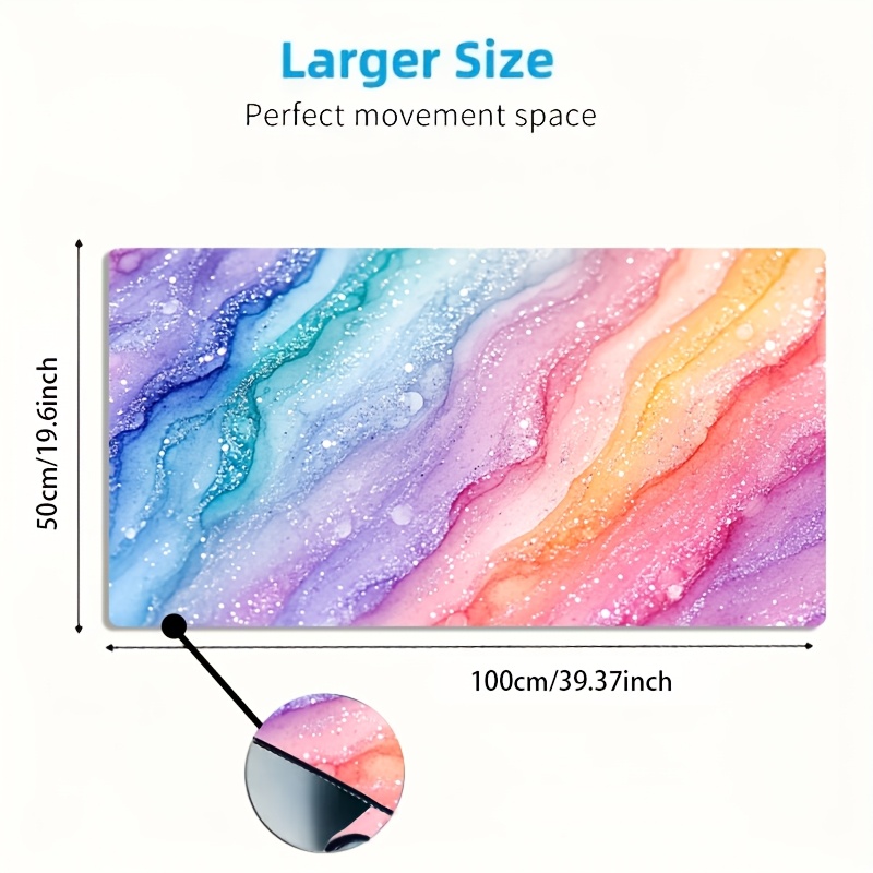 Vibrant Rainbow Glitter Marble - Desk Setup Productivity บทวิจารณ์และราคา