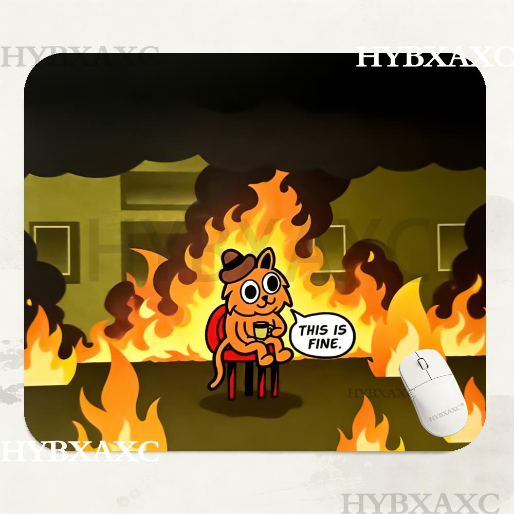 HYBXAXC This Is Fine Cat Meme  - Work Desk Home Setup บทวิจารณ์และราคา