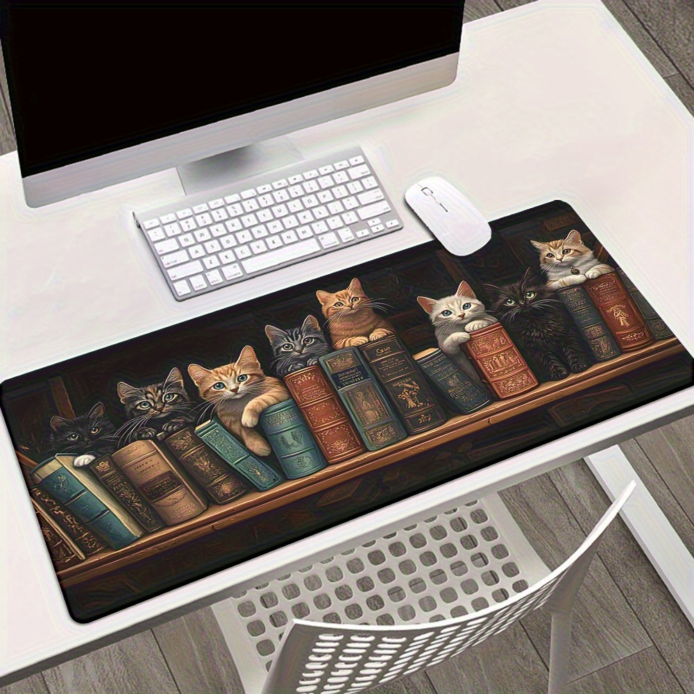 Cute Cats on Books Mouse Pad O - Desk Setup Books บทวิจารณ์และราคา
