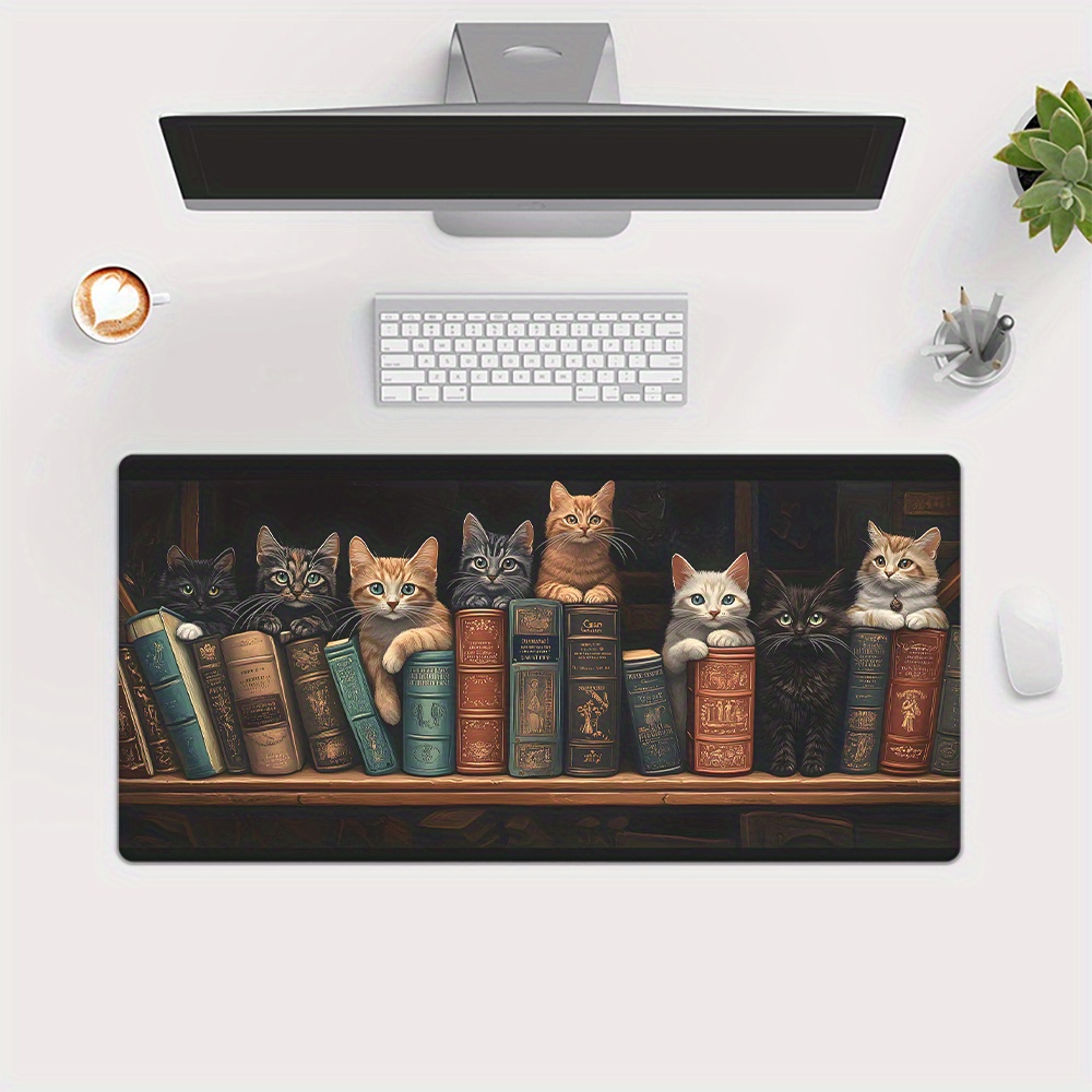 Cute Cats on Books Mouse Pad O - Desk Setup Books บทวิจารณ์และราคา