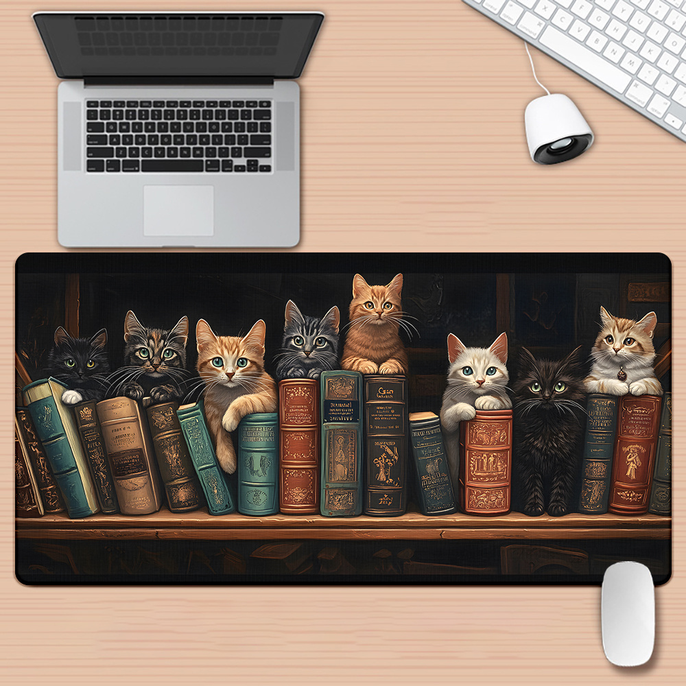 Cute Cats on Books Mouse Pad O - Desk Setup Books บทวิจารณ์และราคา