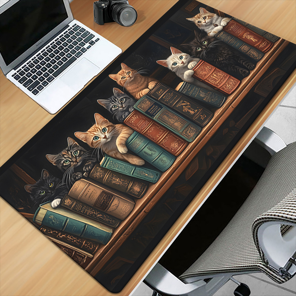 Cute Cats on Books Mouse Pad O - Desk Setup Books บทวิจารณ์และราคา