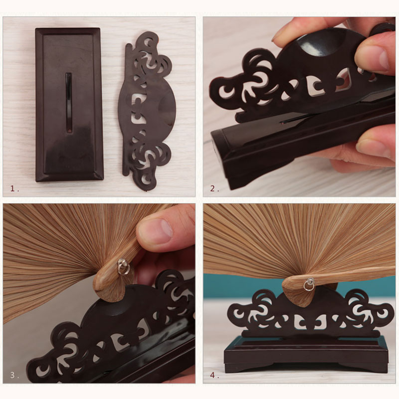 Vintage Art Style Folding Fan  - Desk Setup Wood บทวิจารณ์และราคา