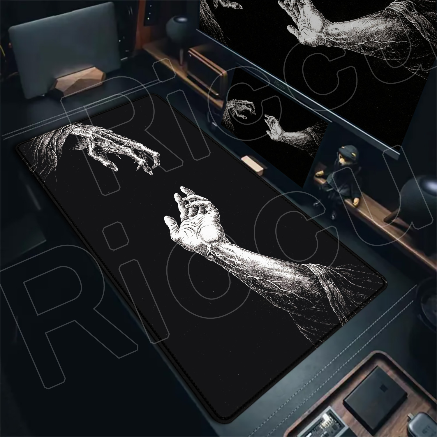 HD Large Black White XXL Gothi - Desk Setup Productivity บทวิจารณ์และราคา