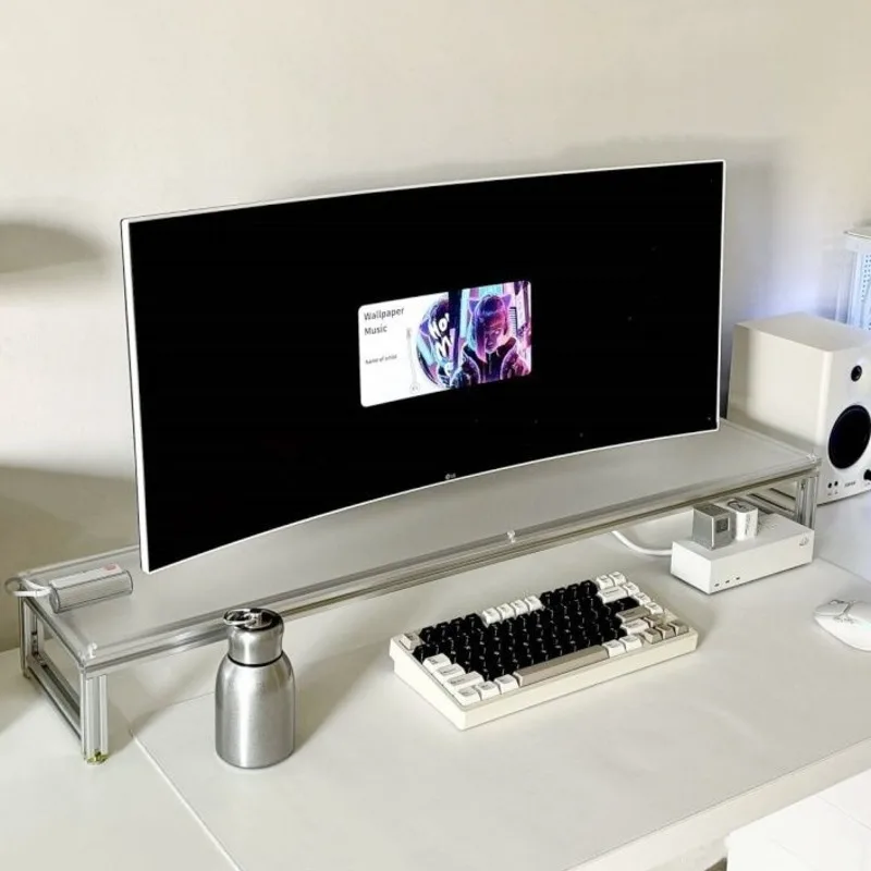 Aluminum Monitor Stand Acrylic - Desk Setup With Laptop And Monitor บทวิจารณ์และราคา