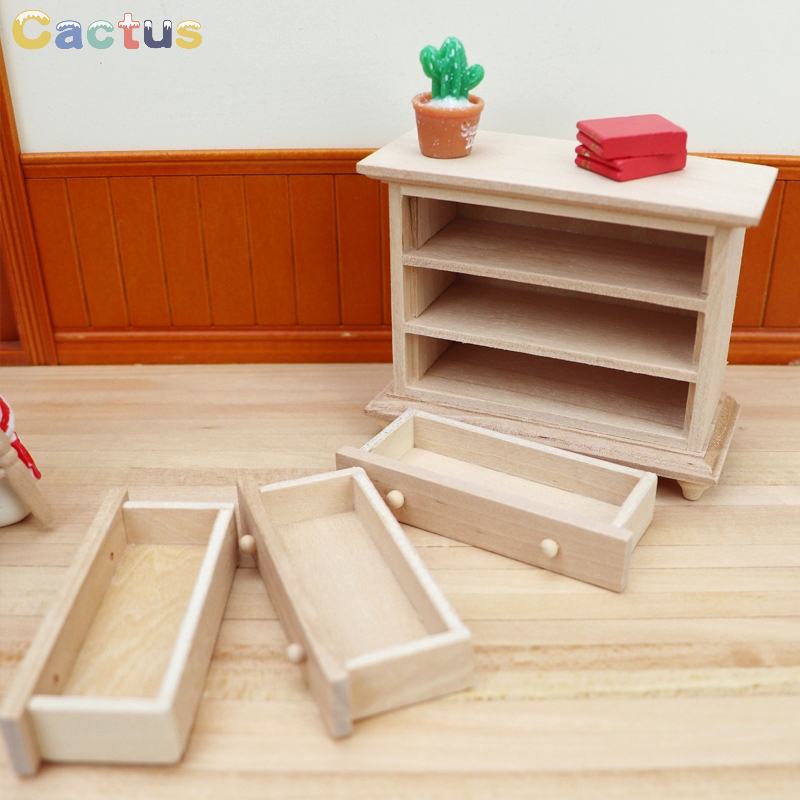 1:12 Dollhouse Miniature Wood  - Desk Setup Wood บทวิจารณ์และราคา