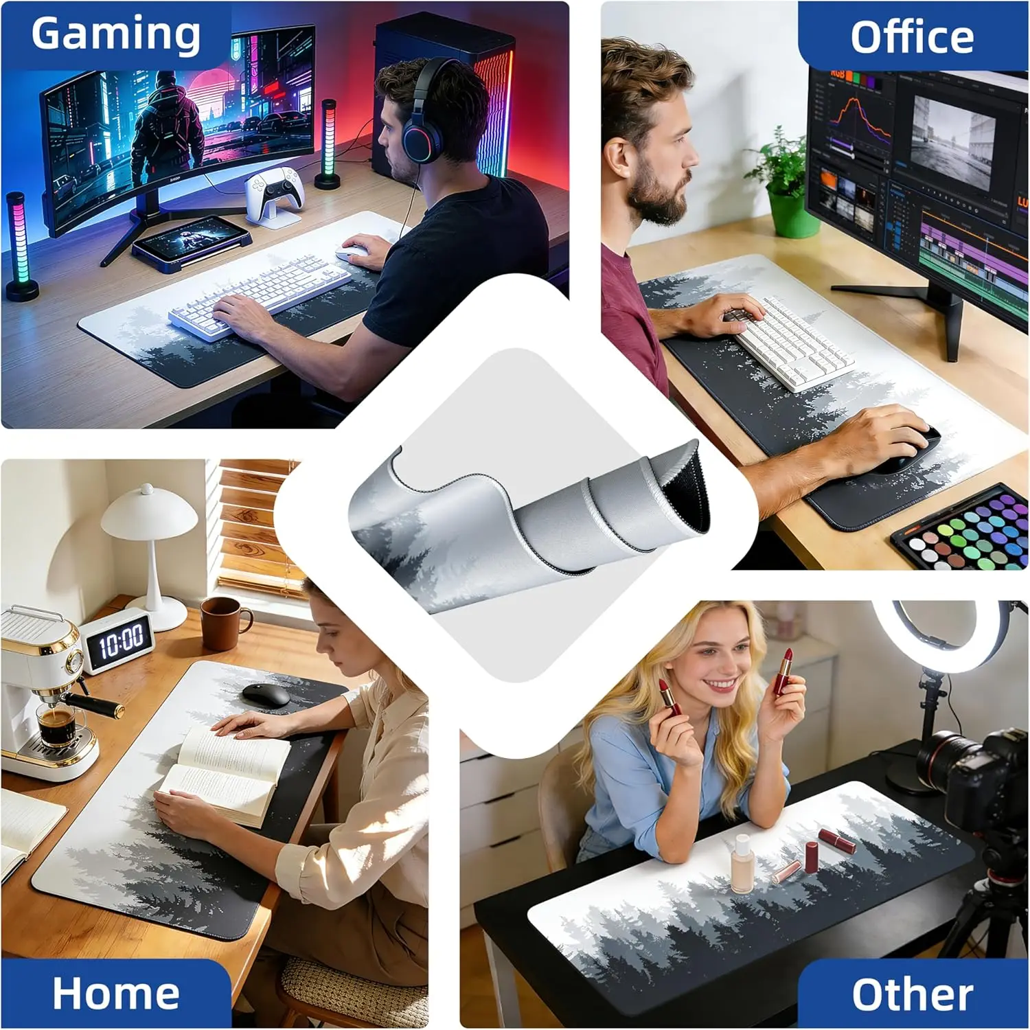 Forest Pattern Gaming Mouse Pa - Rubber Mat Desk บทวิจารณ์และราคา