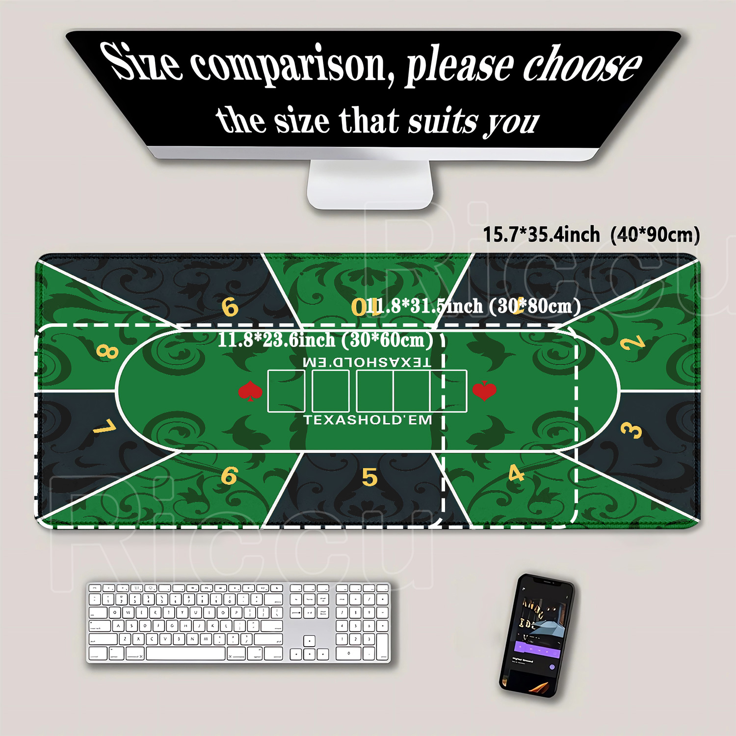 Mousepad Texas Hold’em poker R - Rubber Mat Desk บทวิจารณ์และราคา